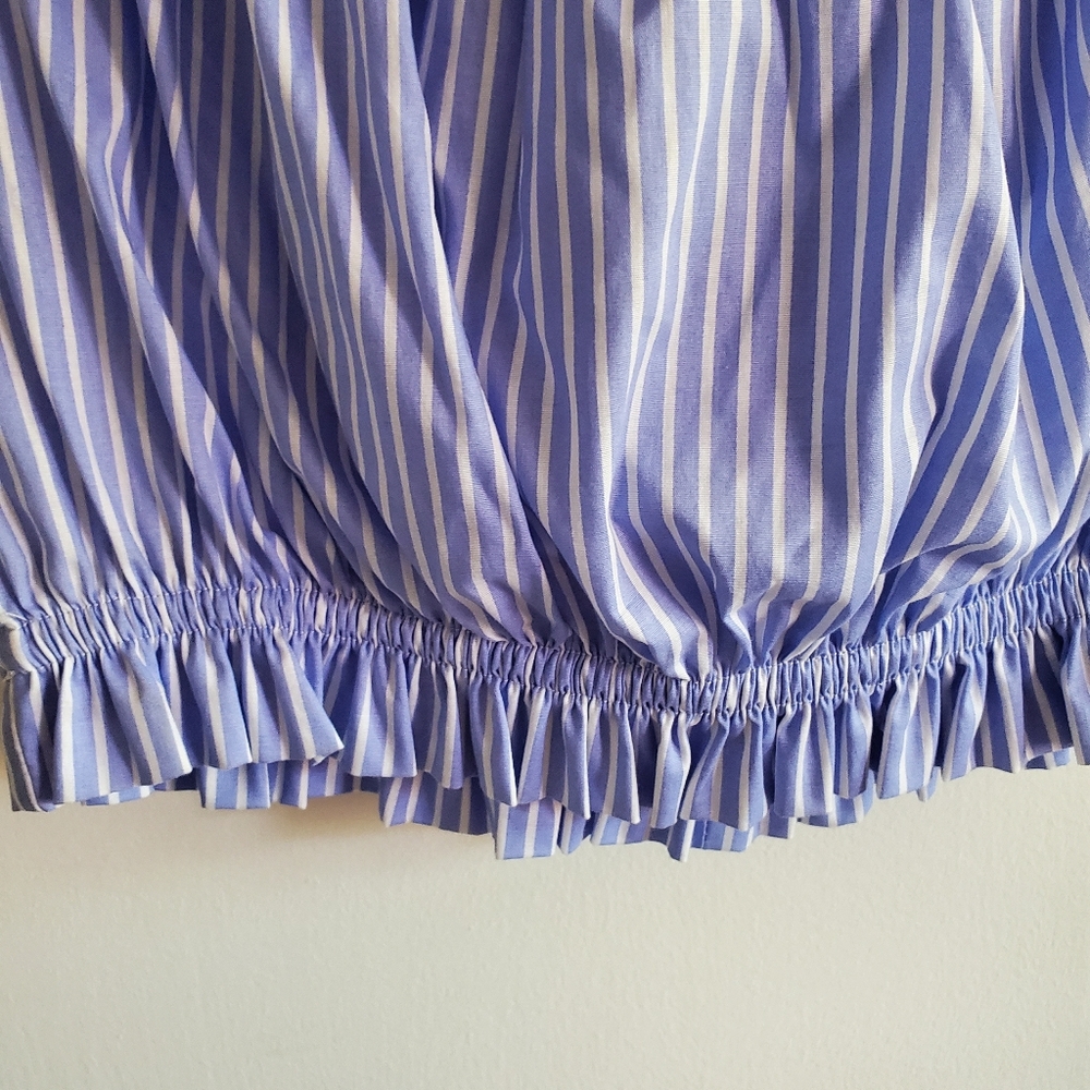 Zara striped off the shoulder Crop Top Bow Back Size S Preppy Feminine Coastal - Picture 4 of 13